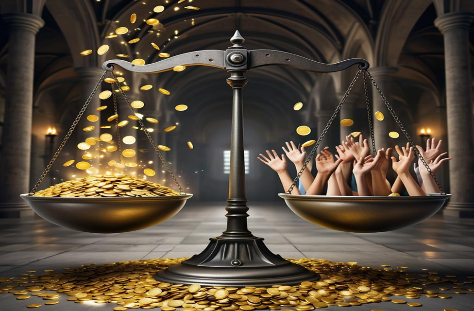 На одну чашу падает, с другой чаши берут