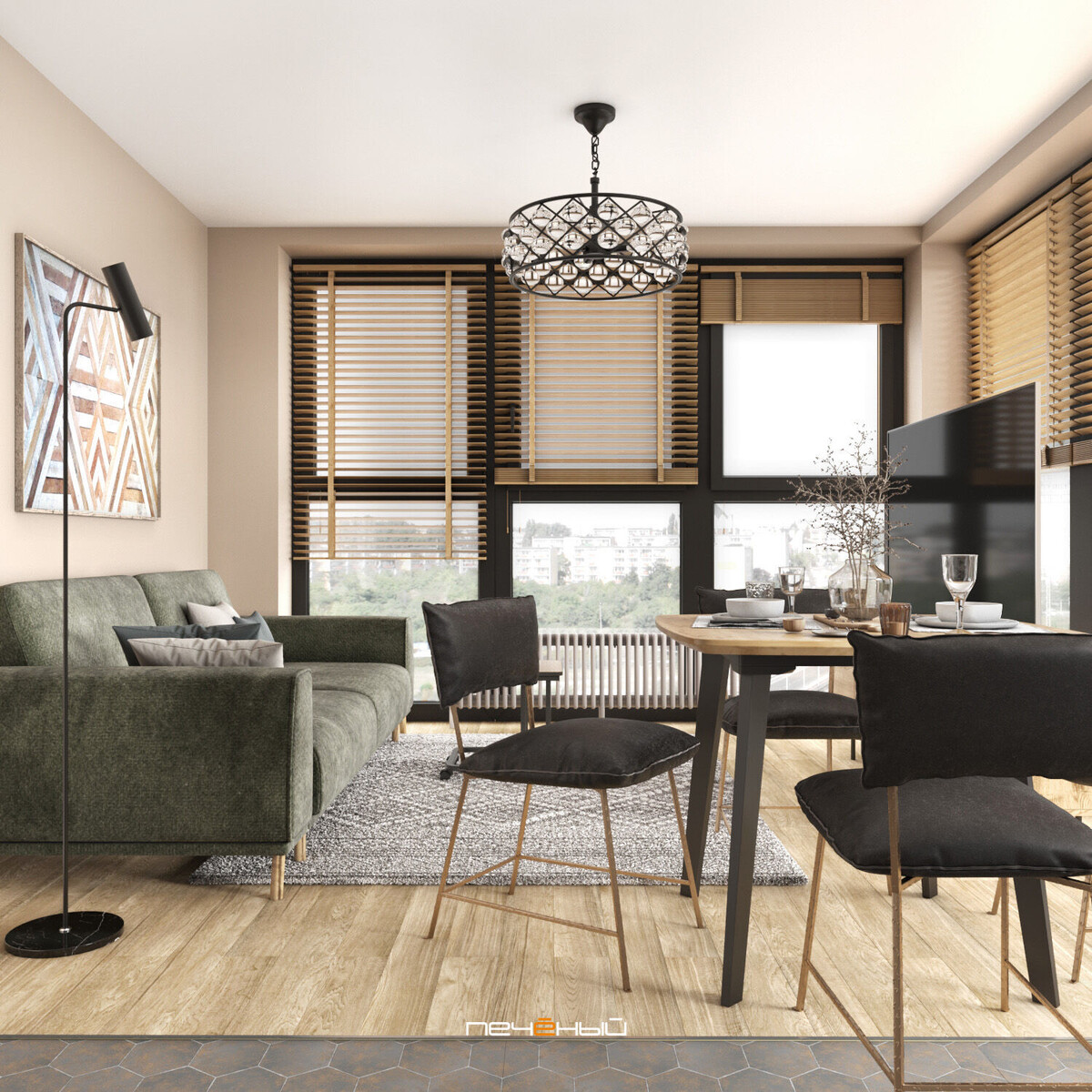 Дизайн кухни-гостиной