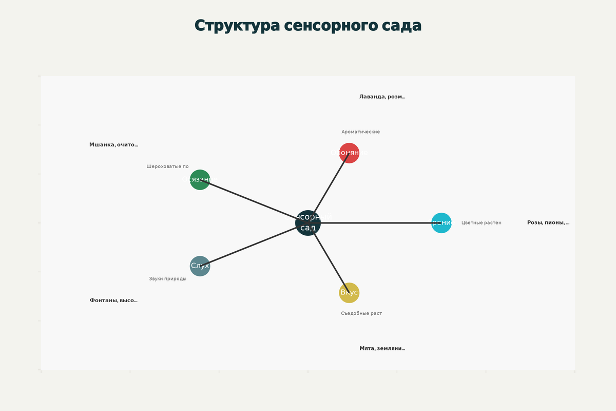 Пять зон восприятия в тактильном саду