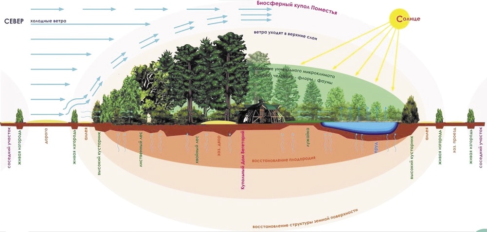 Биосферный купол. Схема.