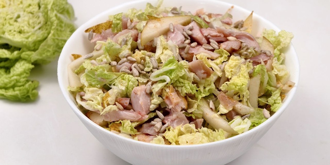 Салат из пекинской капусты с грушей за 5 минут без варки ингредиентов!