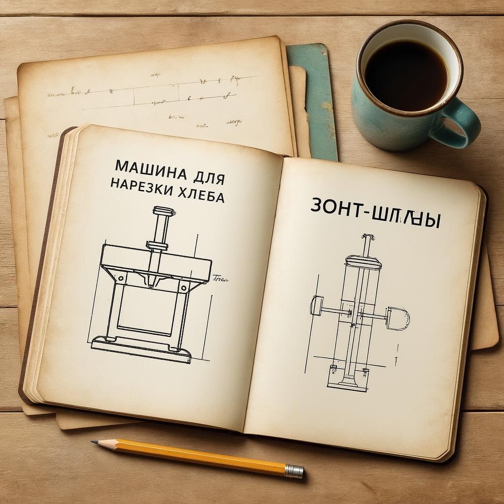 Проект, достойный гения: винт нарезающий хлеб, и зонт, превращающийся в штаны. Рука творца не знает покоя.