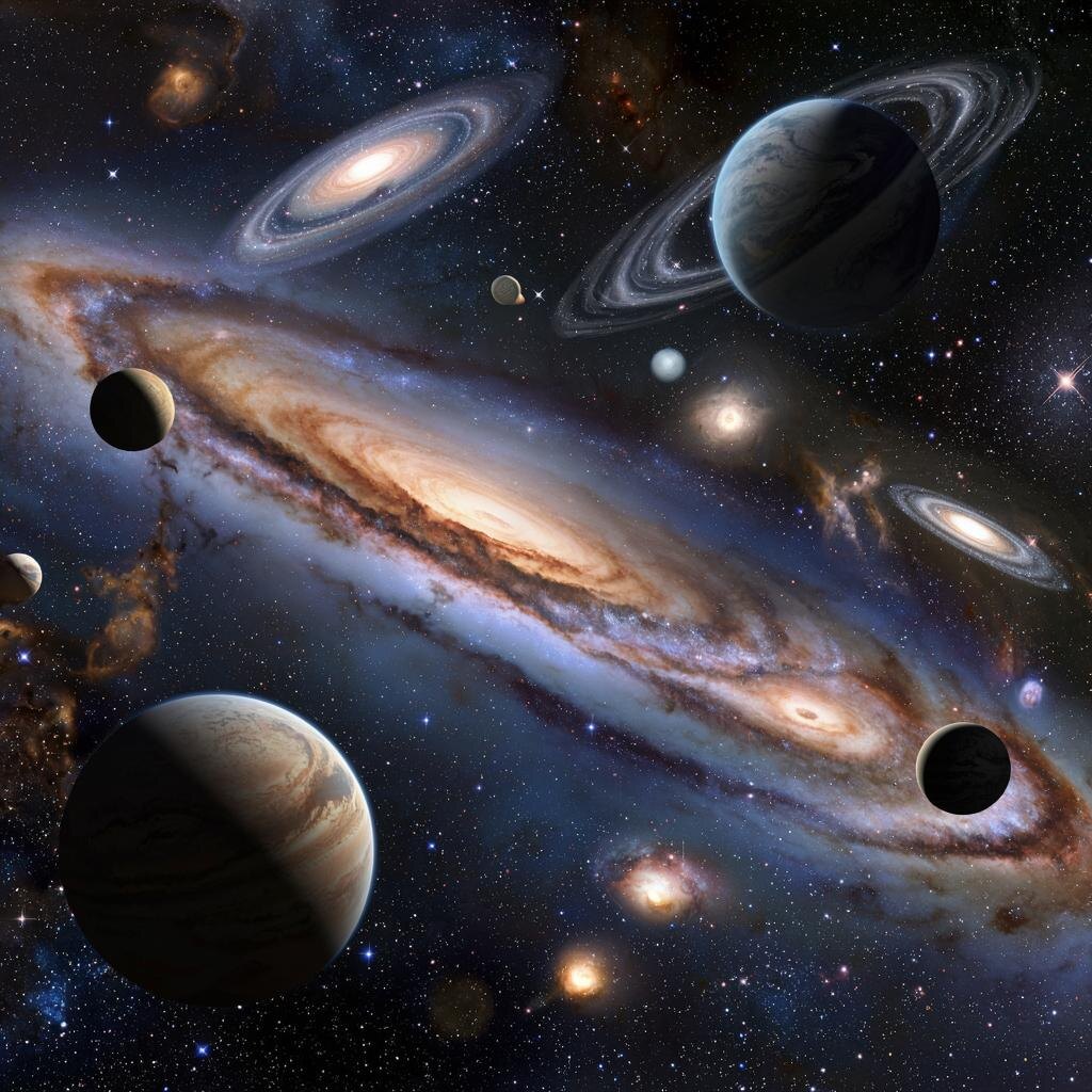 Планеты. Иллюстрация сгенерирована нейросетью