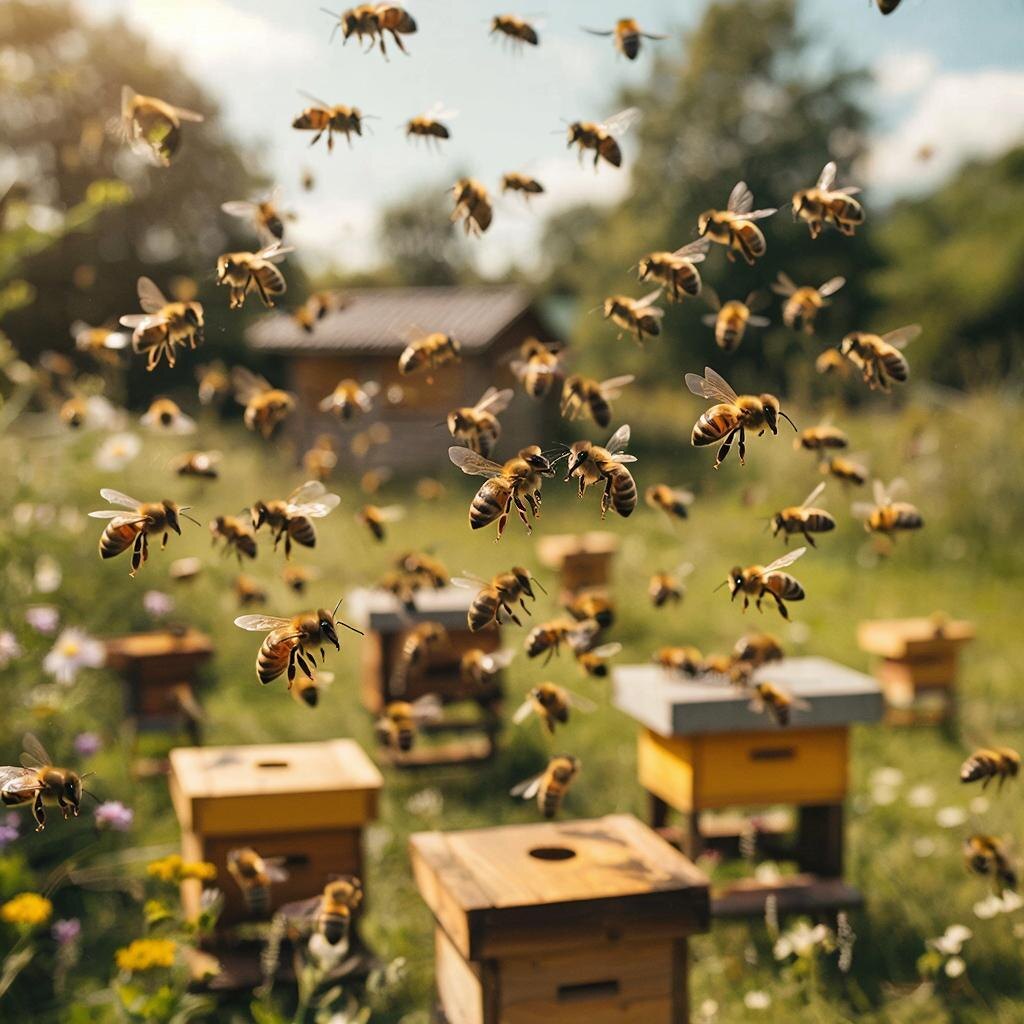 Пасека. Изображение сгенерировано сервисом GigaChat 