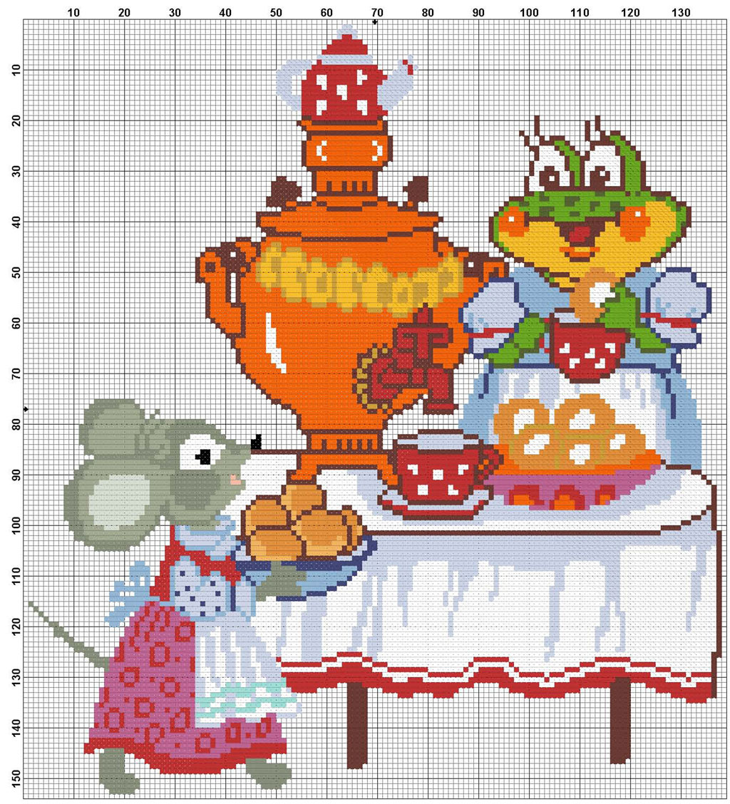 Размер 137 на 152 стежка, цветов 20.