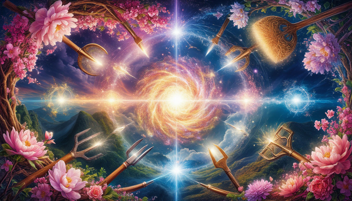 Сакральный танец мастера: движение, рождающее мост из золотых нитей между трудом и изобилием. В вихре энергии инструменты превращаются в цветущие ветви, а каждый жест оставляет сияющий след, соединяющий небо и землю.