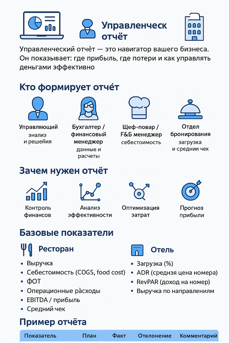 Наполнение управленческого отчёта.