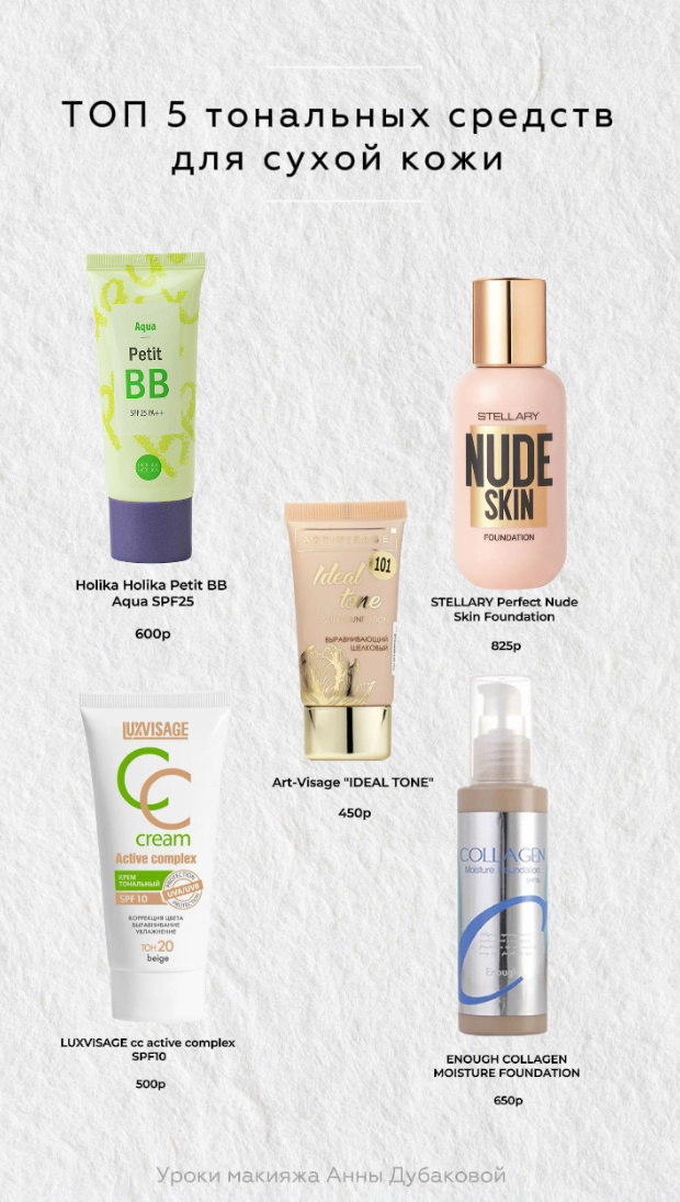 Топ 5 тональных средств для сухой кожи 