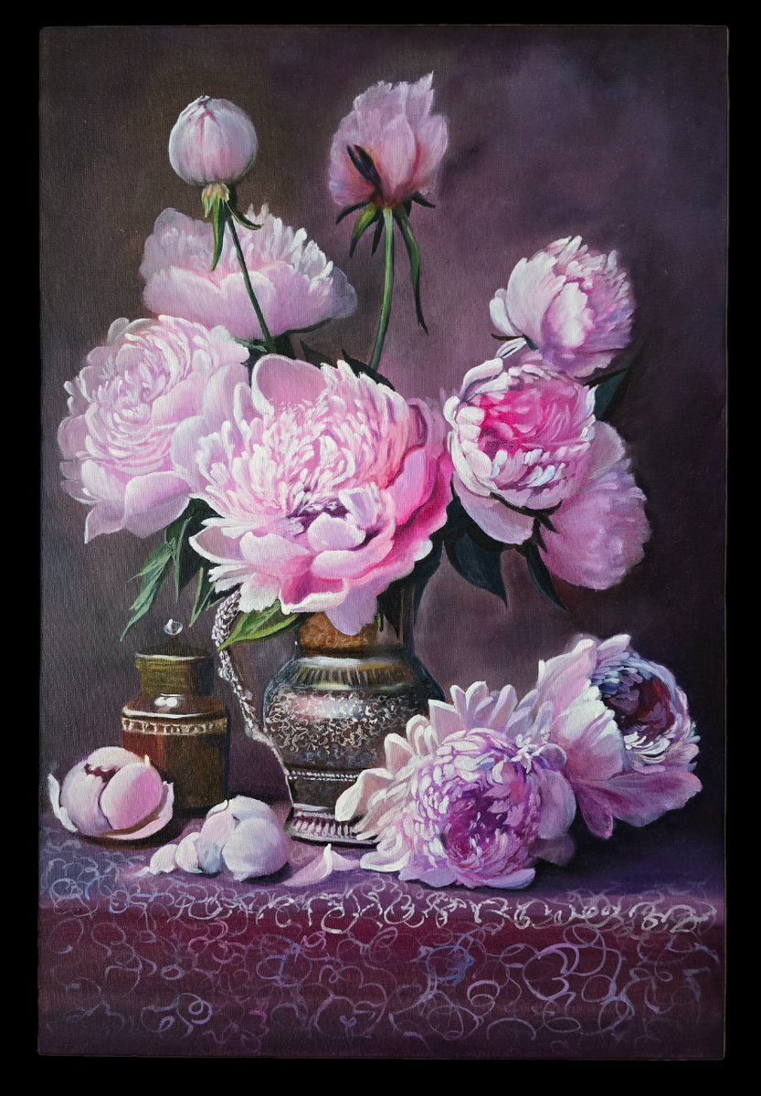 Холст, масло "Королевские пионы"