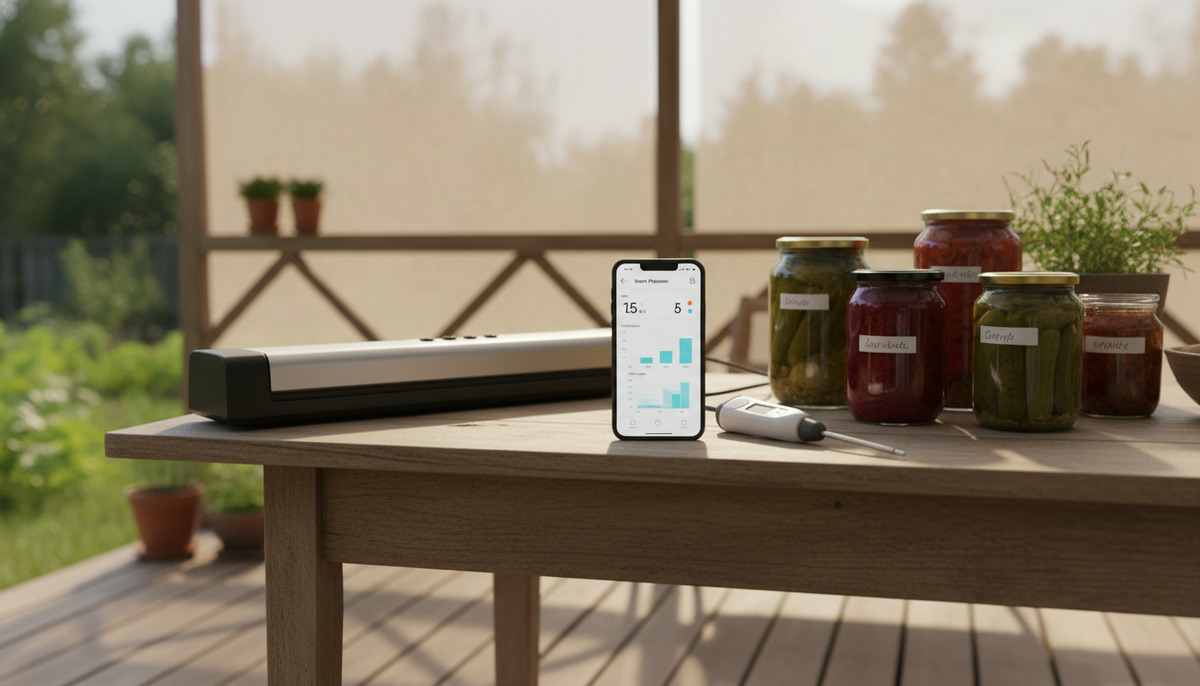    Дачная кухня, вакууматор и термометр