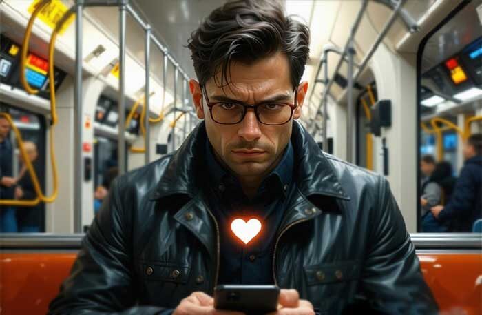 Человеком, который выглядит напряженным, с бегающим взглядом