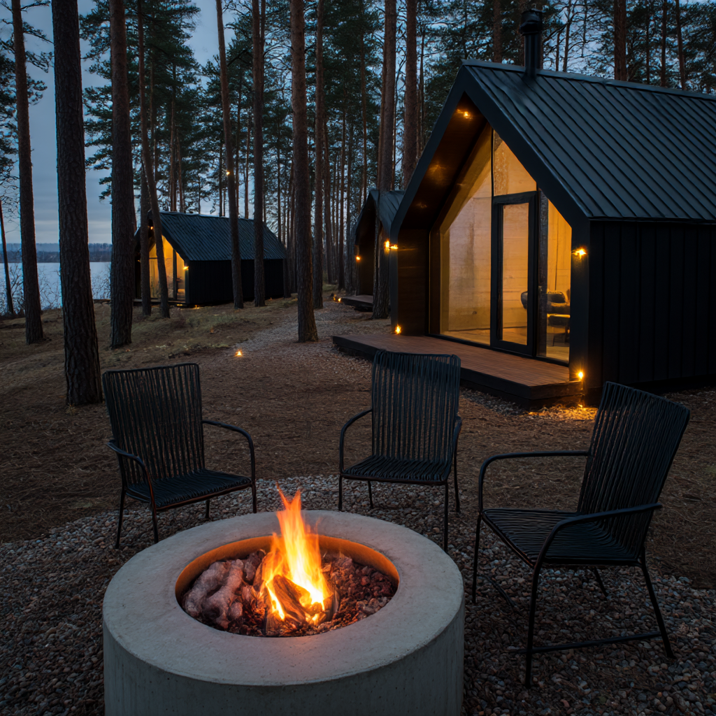 Эскиз для согласования с заказчиком, глэмпинг на берегу озера. Архитектор Коробейникова А.