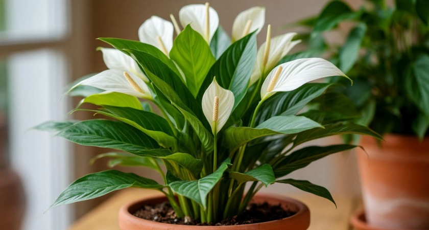    10 ложек на 1 литр — и спатифиллум как подменили: "белые паруса" лезут нон-стопом, листья выросли размером с блюдце