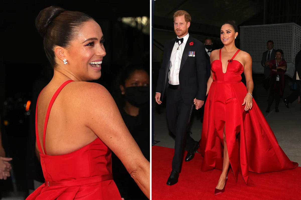 Меган Маркл в платье от Carolina Herrera