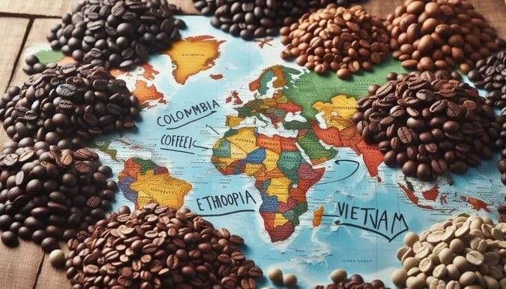 Фото из Pinterest карта разных стран производителей кофе