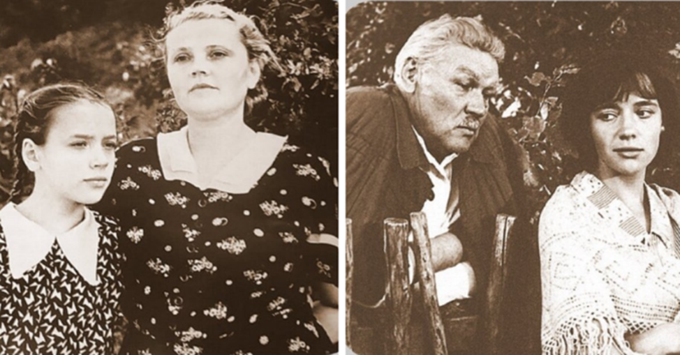 Лидия Санаева с дочерью и Всеволод Санаев с дочерью