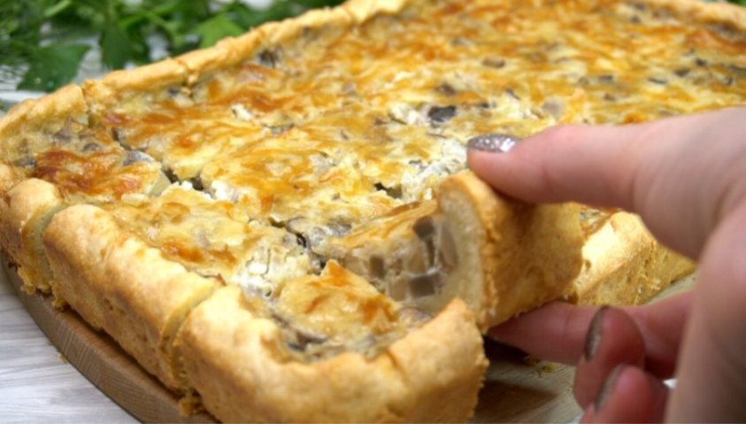 Закусочный пирог КИШ с грибами, без него в нашей семье не обходится ни одно застолье