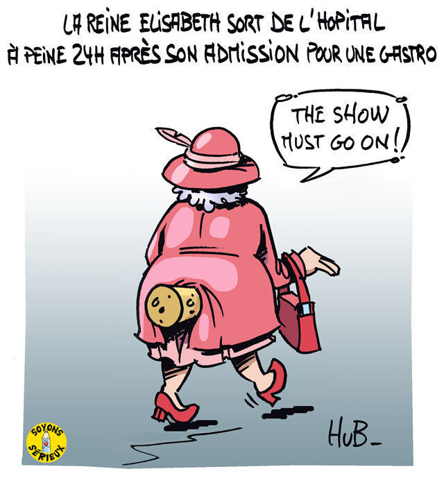 Французская карикатура по поводу поноса последней королевы, слезно оплаканном ее фанатиками