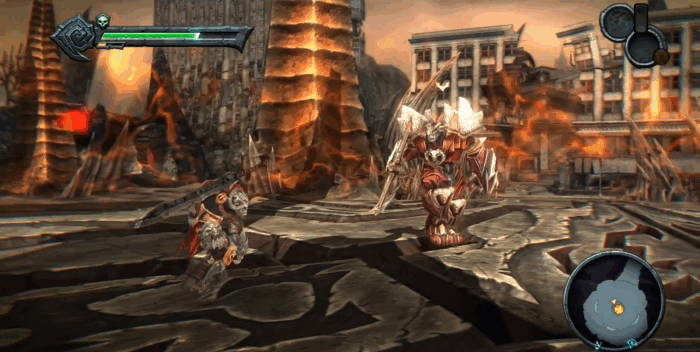 Gif картинка "Сражение всадника и генерала демонов"