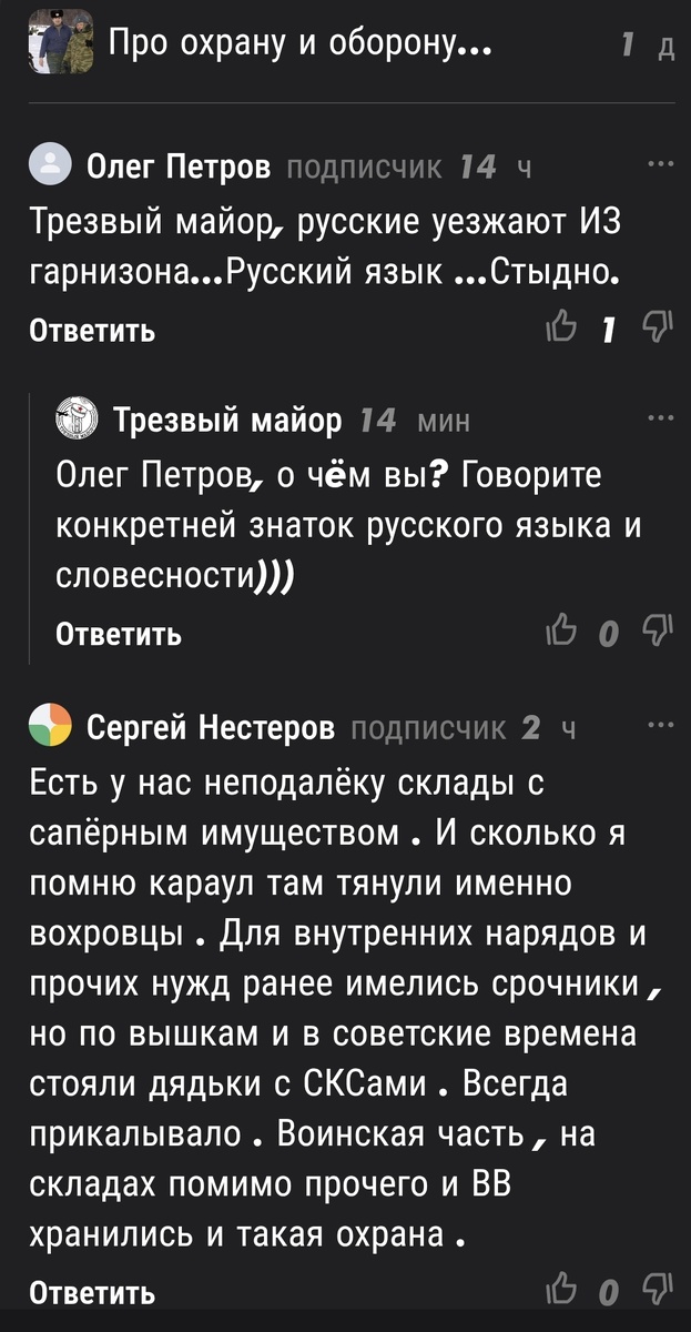 Скрин рассказа и комментария про русский язык. 😅