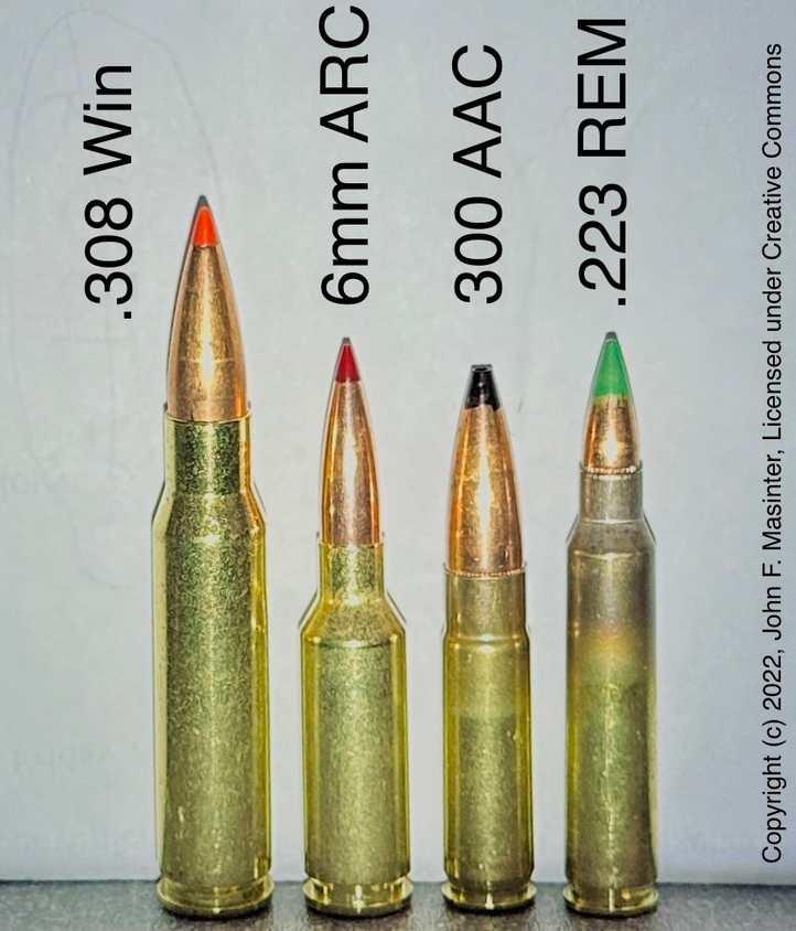 Патрон 6mm ARC, 6х38 мм. Дульная скорость до 900 м/с. Энергия - ок. 2500 Дж. (Автор фото John F. Masinter, CC BY-SA 4.0)