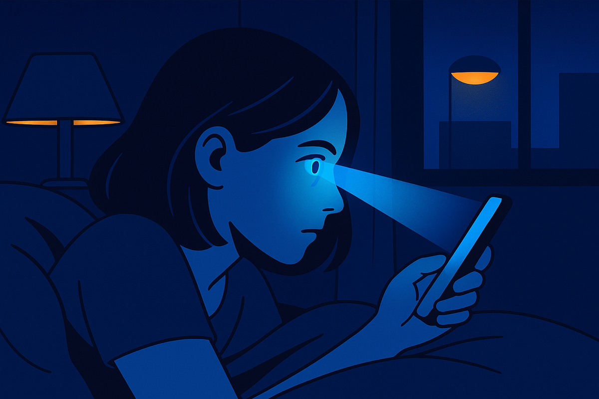 Синий свет от телефона мешает выработке мелатонина и сбивает биоритмы сна.