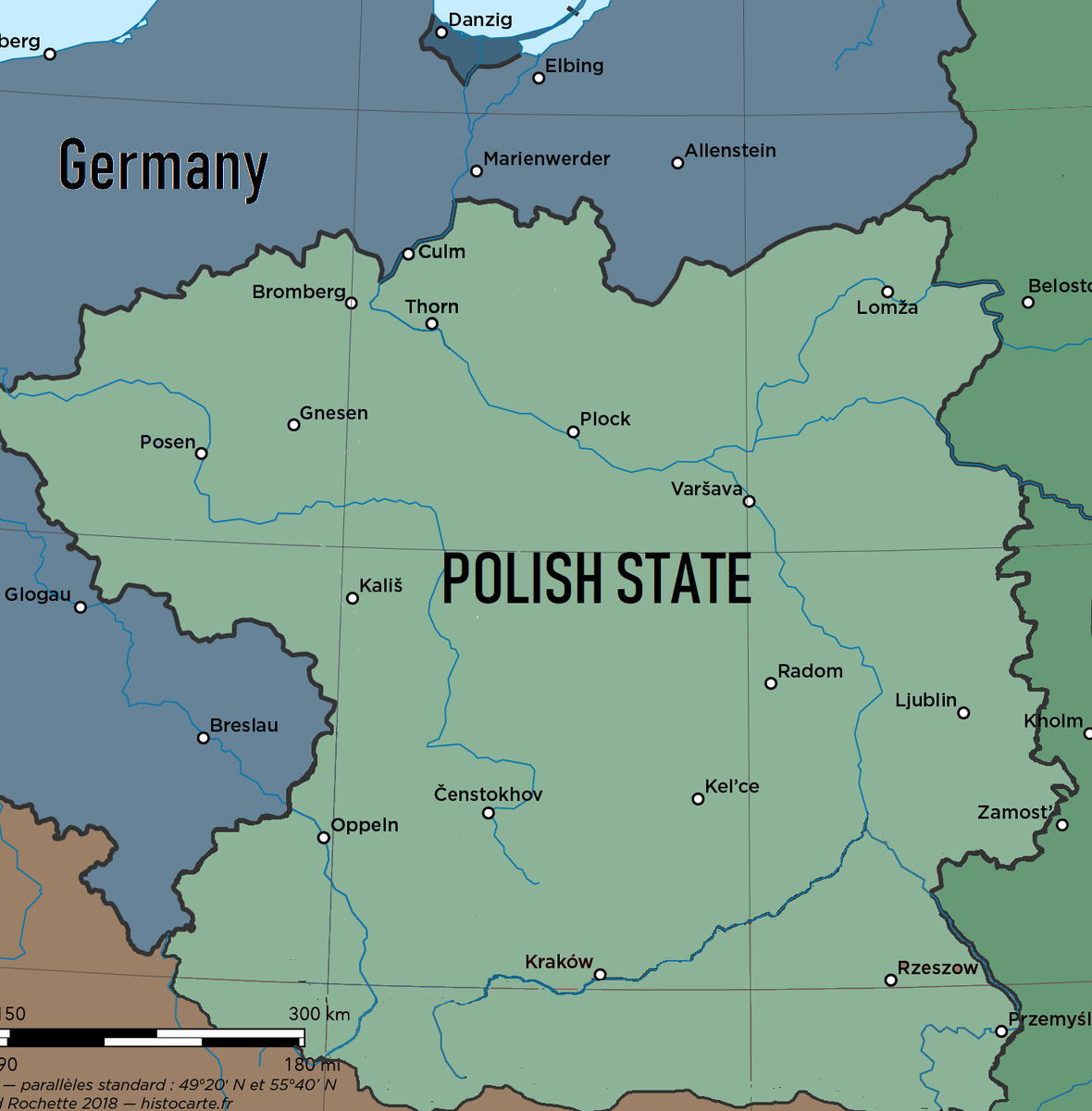 Польскоек государство, в границах 1919 года. 