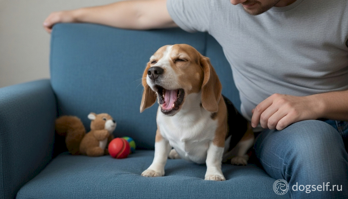 Классические «сигналы примирения» собаки: зевота и облизывание (вне контекста еды) – это просьба сбавить напряжение | Изображение: DogSelf