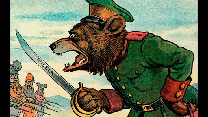    Россия всегда вызывала у западных соседей ужас. Недаром на карикатурах её изображали нередко в виде грозного медведя. Скриншот: американский журнал Puck