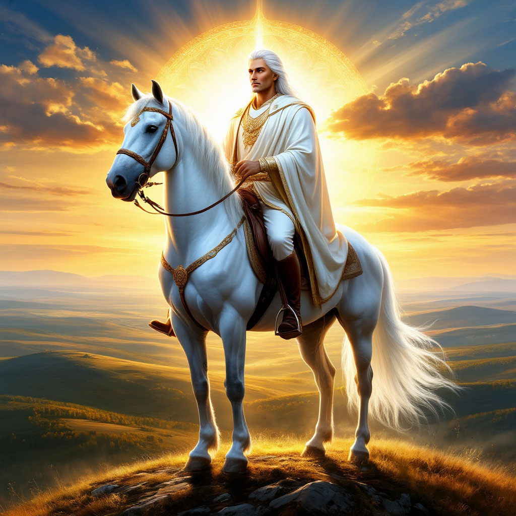 Иллюстрация "Белый Всадник Майтрейи" создана сетью Шедеврум