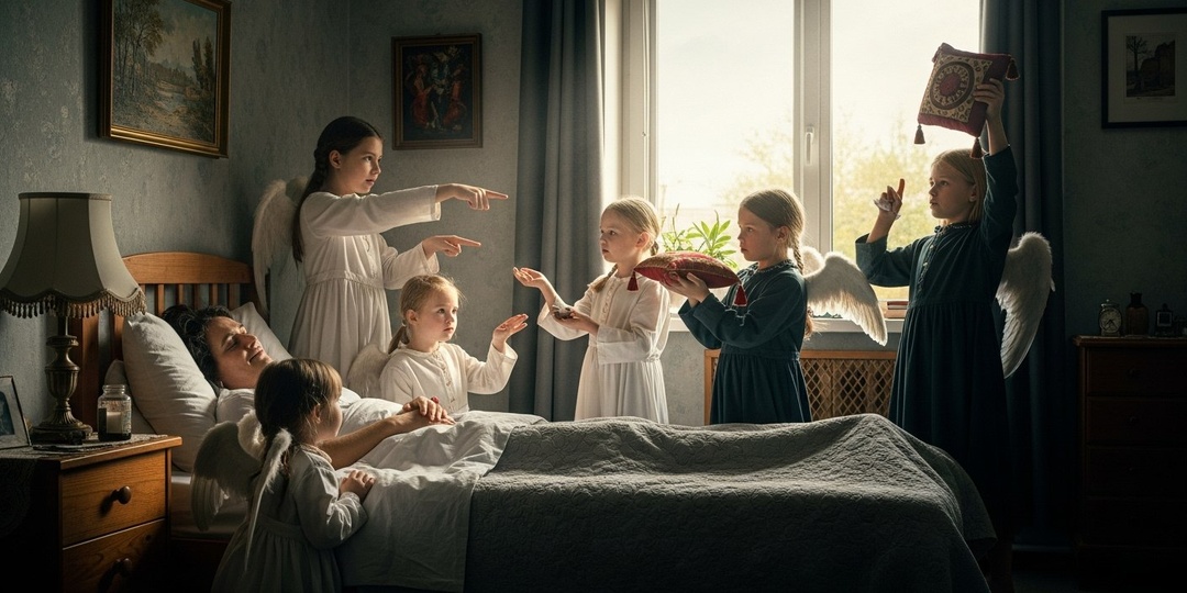 Я «умирала» в своей постели. Мои дети-ангелы собрались в комнате и начали делить мою квартиру. Они не знали, что я все слышу