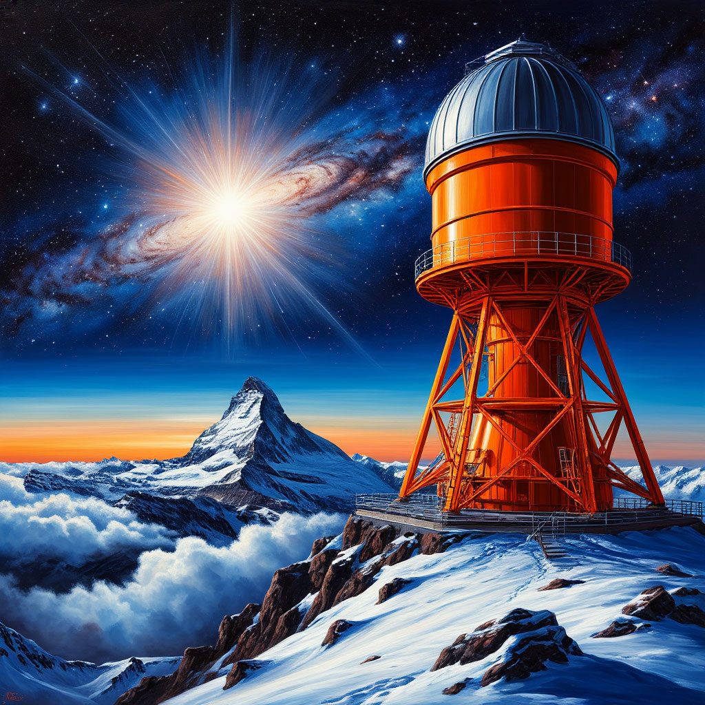 Иллюстрация "Обсерватория и Сверхновая" создана сетью Шедеврум