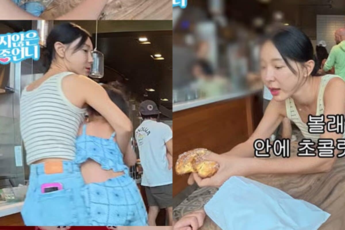    Пользователи сети восхитились тем, как певица Ли Джи Хе строго воспитывает свою плачущую и капризничающую дочь. / Фото = Кадр из видео с YouTube-канала «밉지않은 관종언니» (Mibji-anhneun Gwanjong-eonni)