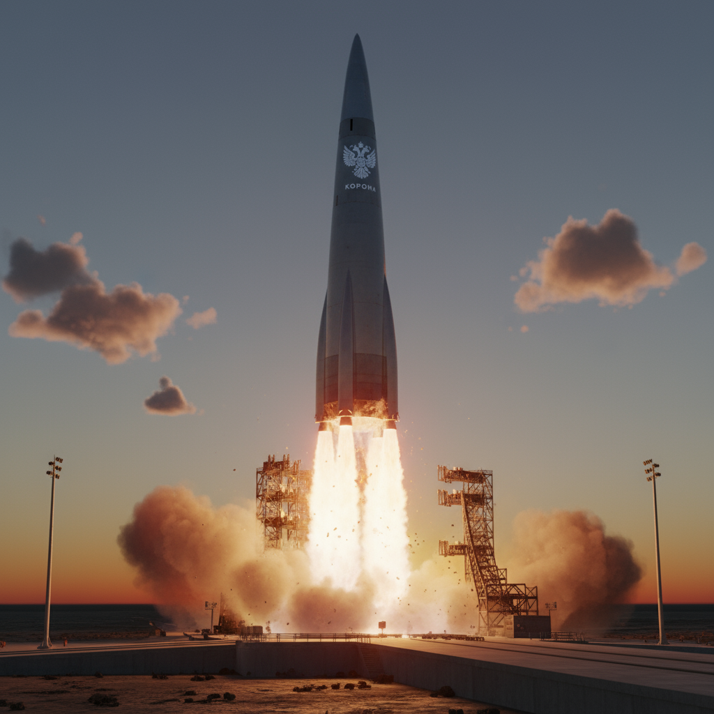 визуализация ракеты «Корона» на старте: новое слово в российской космонавтике