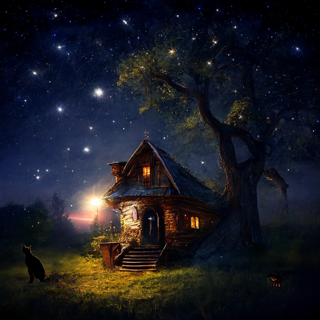 Там горят над домом звезды, светит Месяц-молодец, тут и сказочке конец.