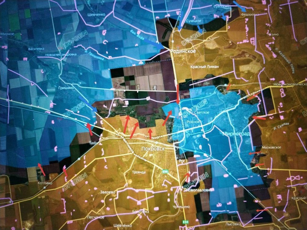    Карта СВО. Ситуация на Покровском направлении.