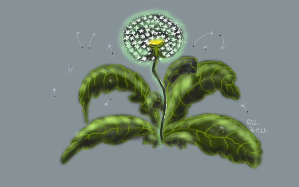 Авторский рисунок на тему одуванчика. Все иллюстрации просто для картинки и никакого отношения к тексту не имеют...