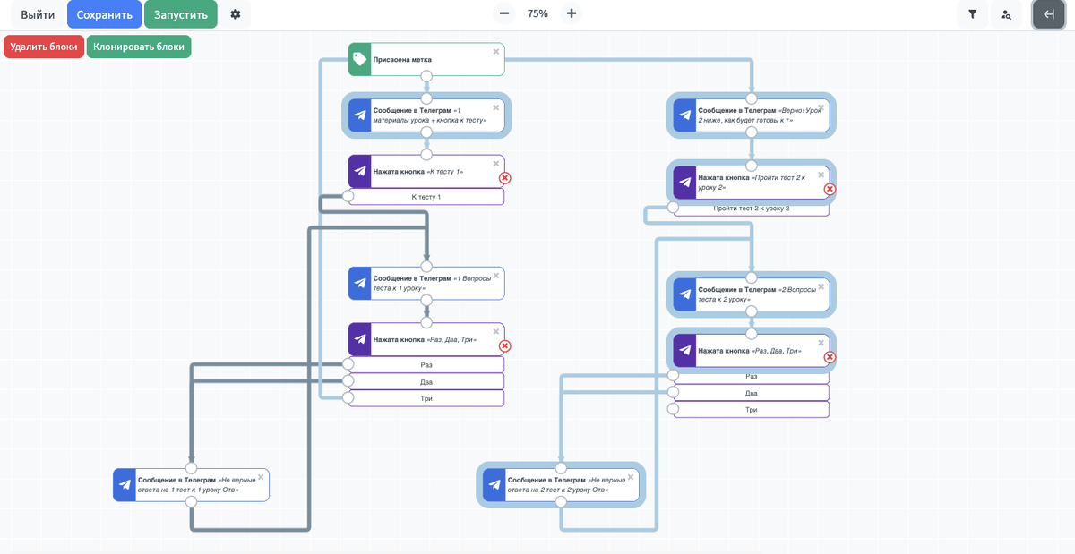 Готовый шаблон бота для курса с тестами