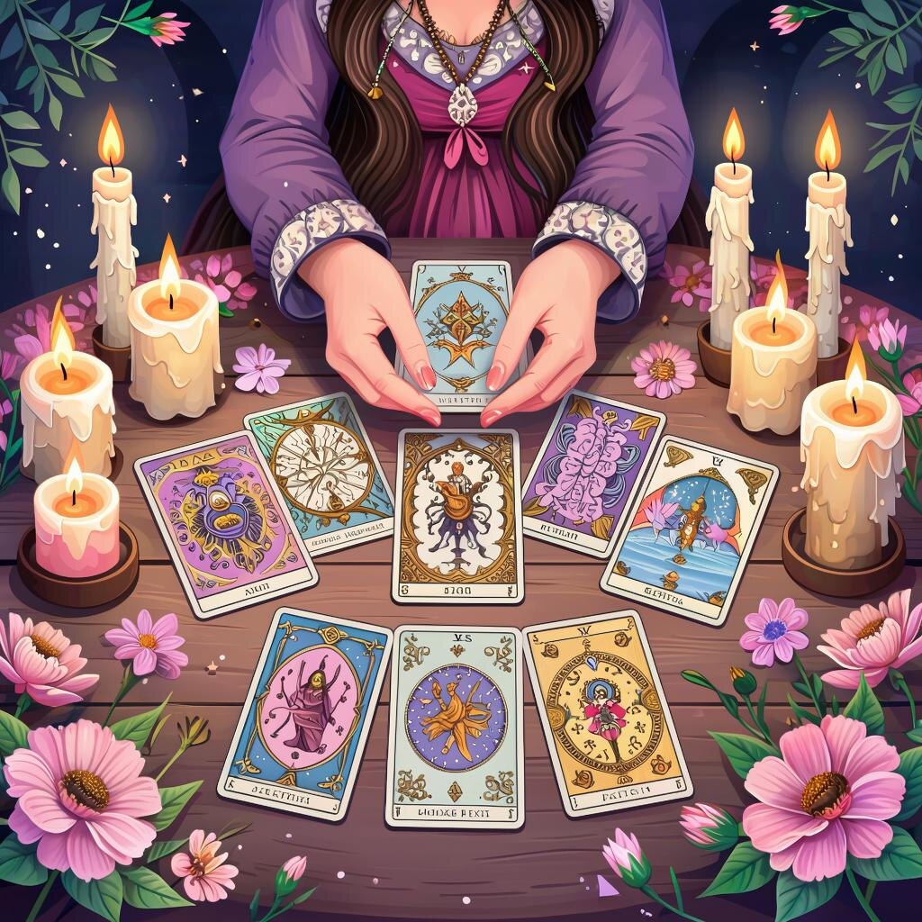 Гадание на картах. Иллюстрация сгенерирована нейросетью