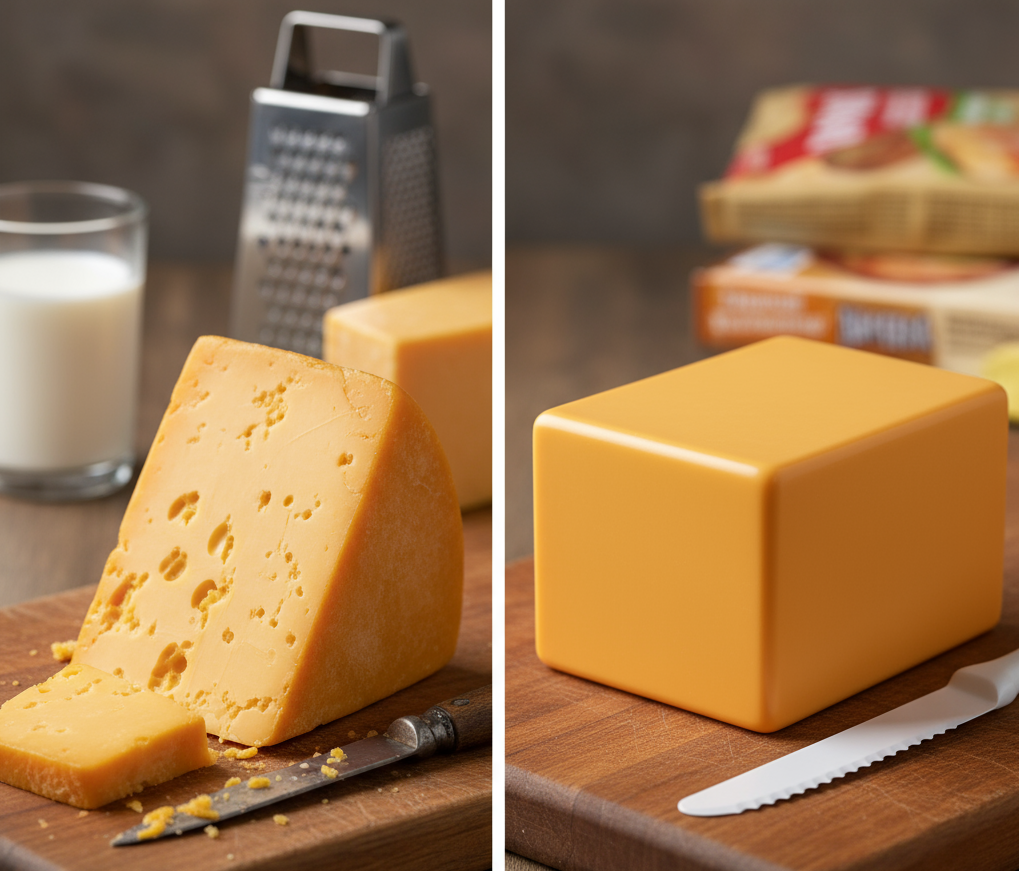 Настоящий сыр и подделка
