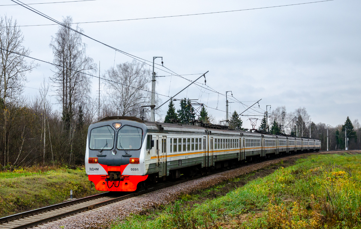 Электропоезд ЭД4М-0091 следует пригородным поездом. 🚂АО Центральная ППК.