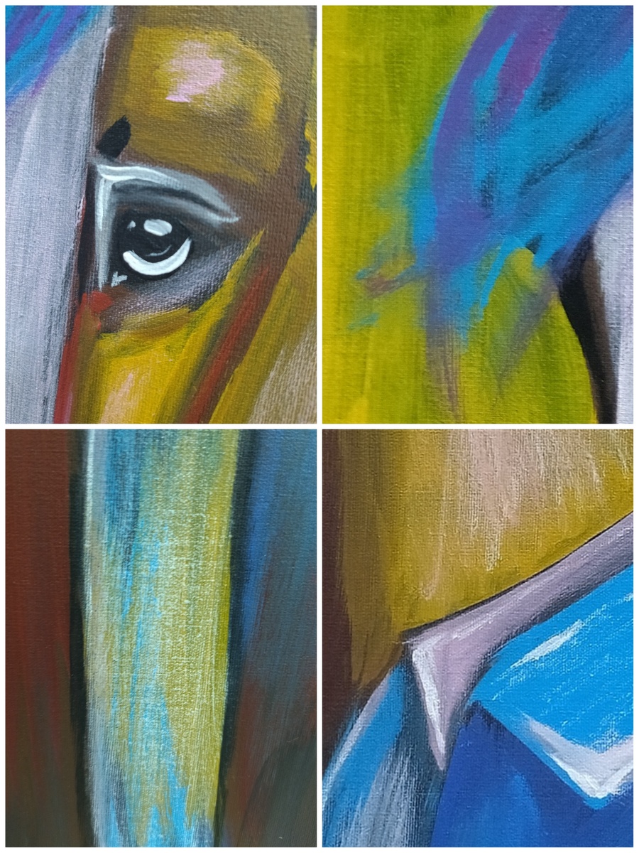 Фрагменты картины "Конь в пальто"