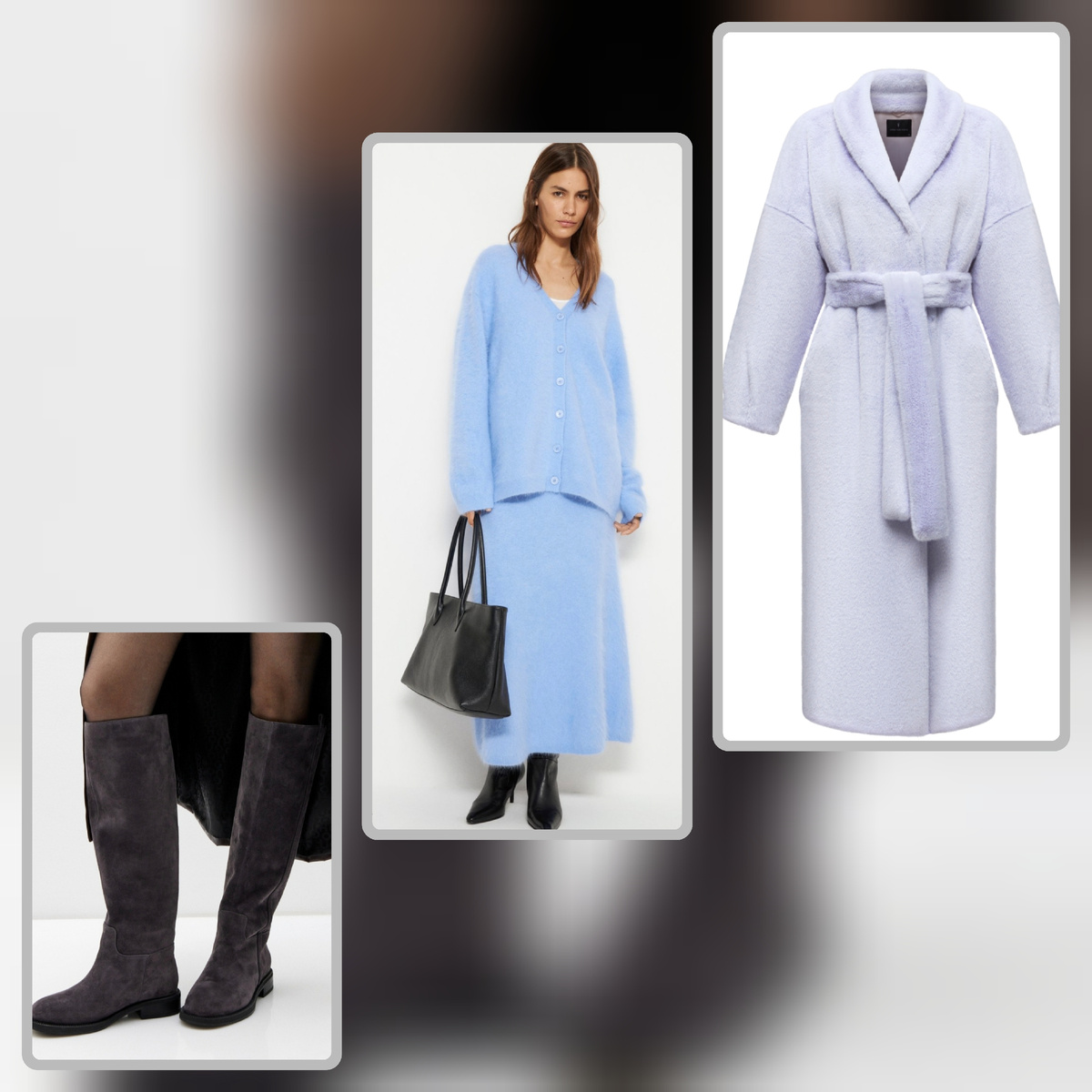 Образ с пушистым трикотажным костюмом