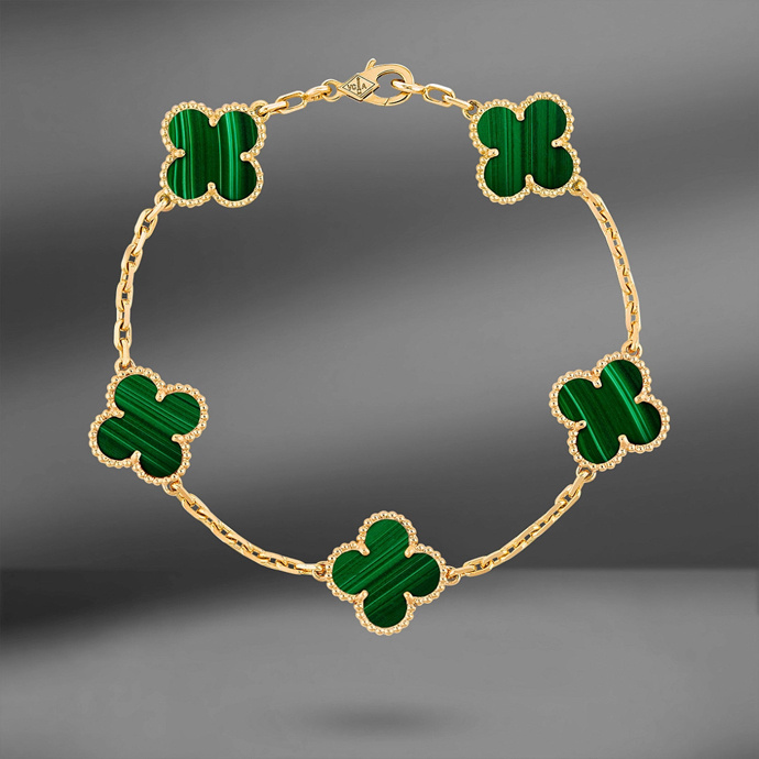 Браслет Van Cleef & Arpels Alhambra с малахитом 