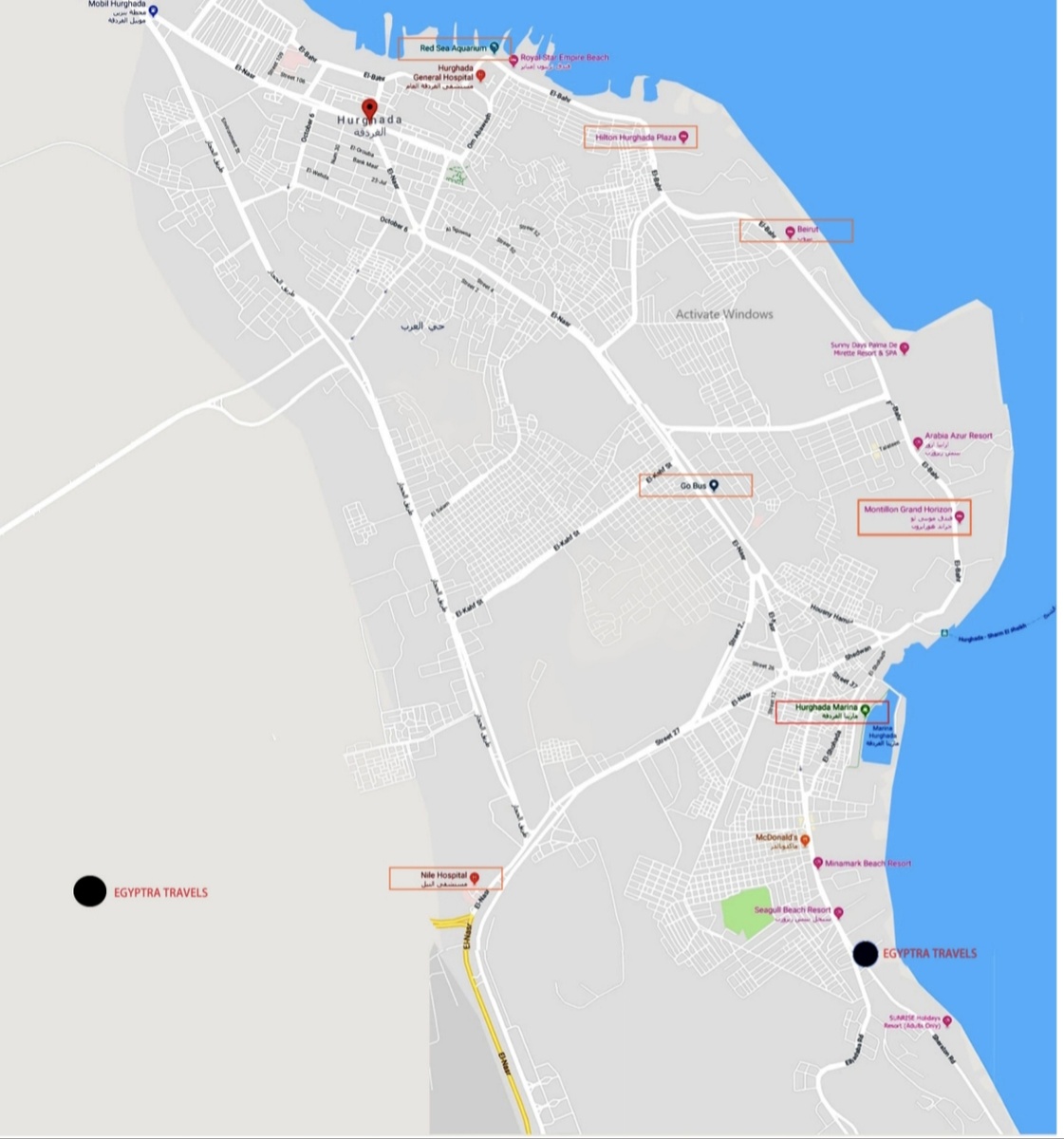 Карта мест храмов и популярных мест