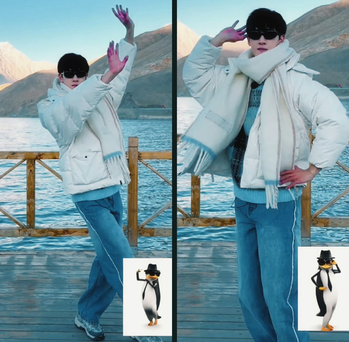 Коллаж из кадров, где китайский актер Ли Юньжуй танцует, сделан мной