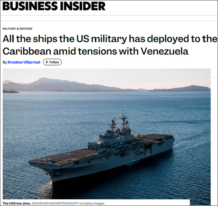    Группировка США идёт к Венесуэле. Скриншот: "Бизнес-инсайдер"