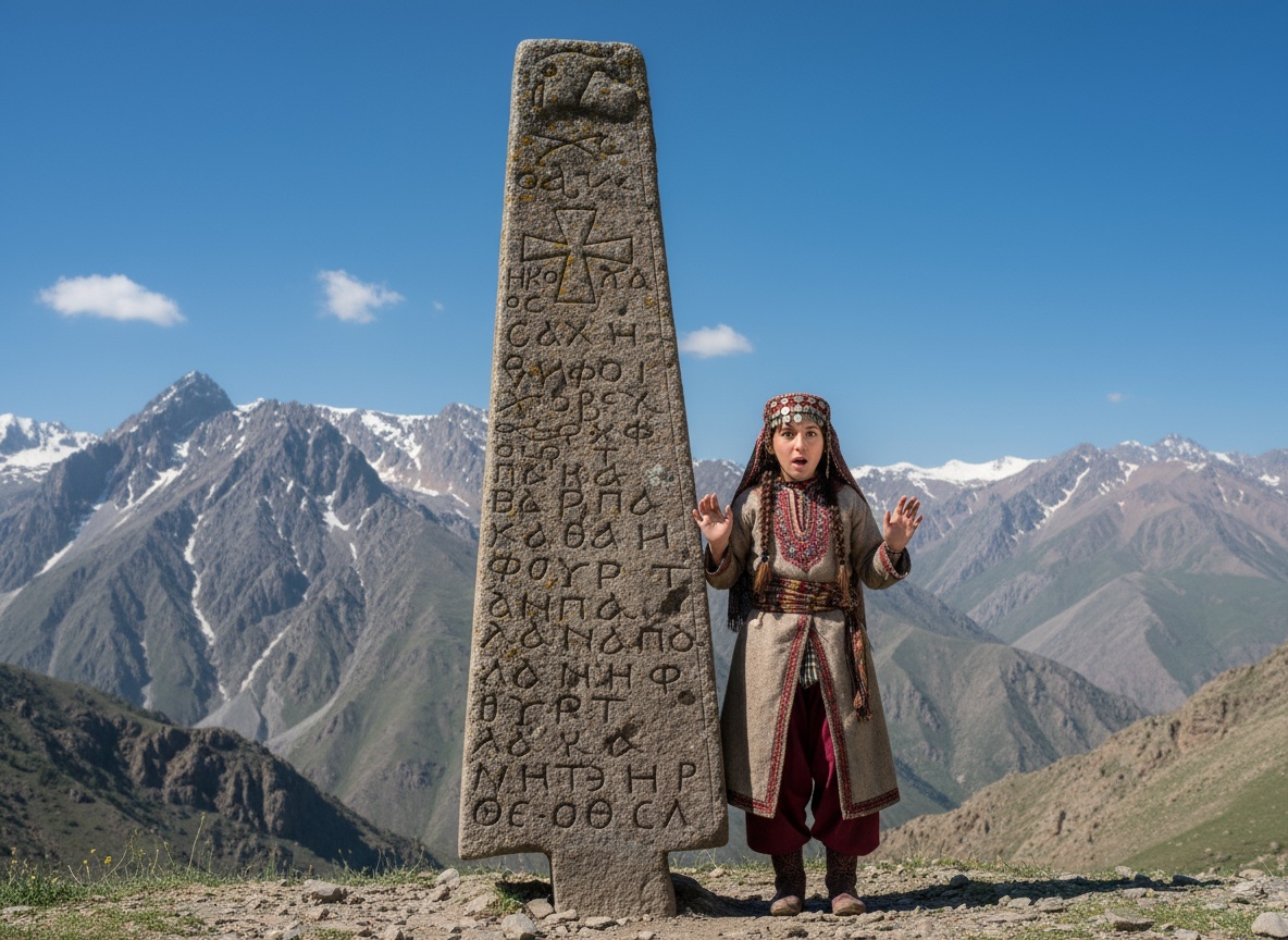 Изображение автора. Зеленчукский камень с письменами.