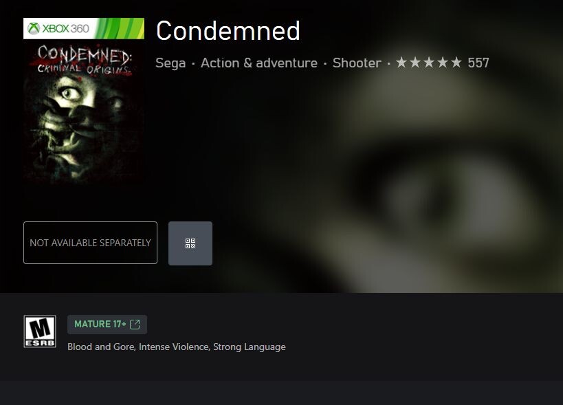   Хоррор Condemned: Criminal Origins убрали из продажи в Steam и на Xbox 360