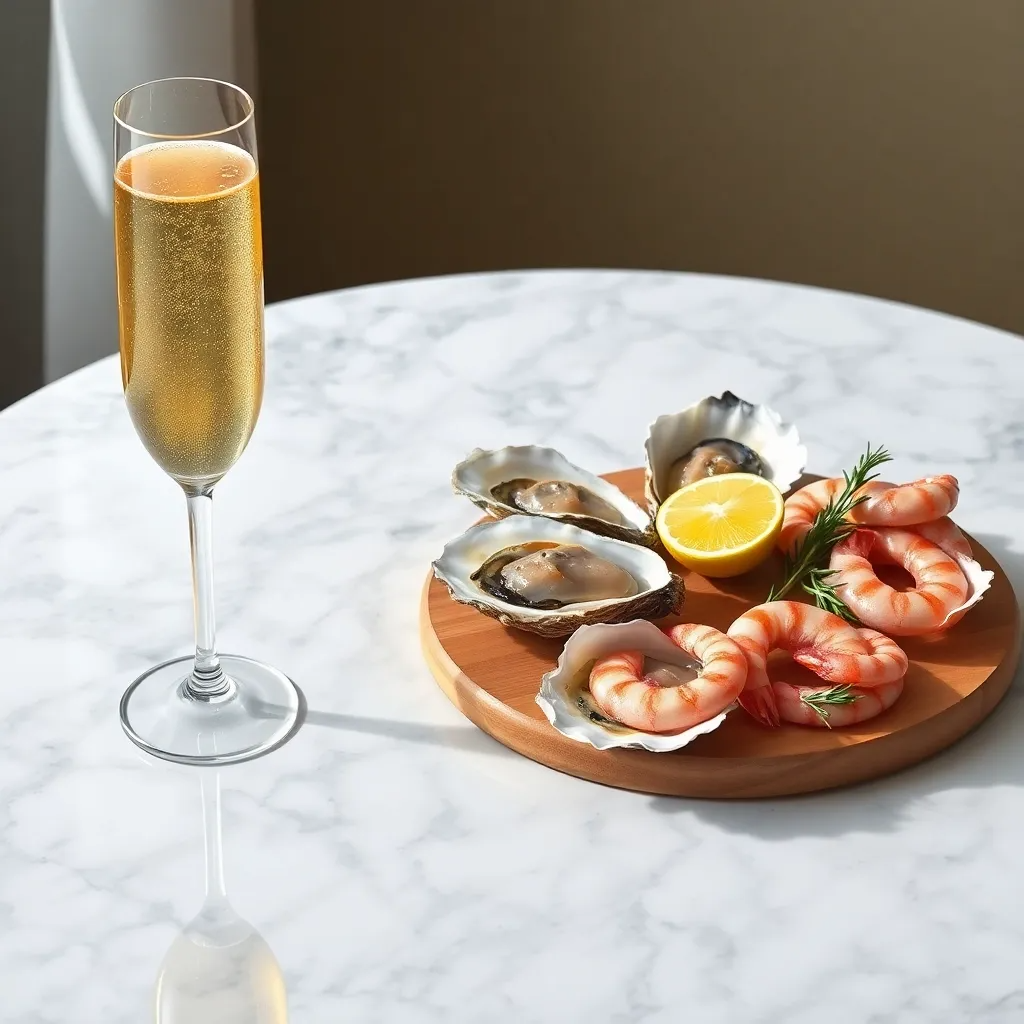 Устрицы и креветки к игристому